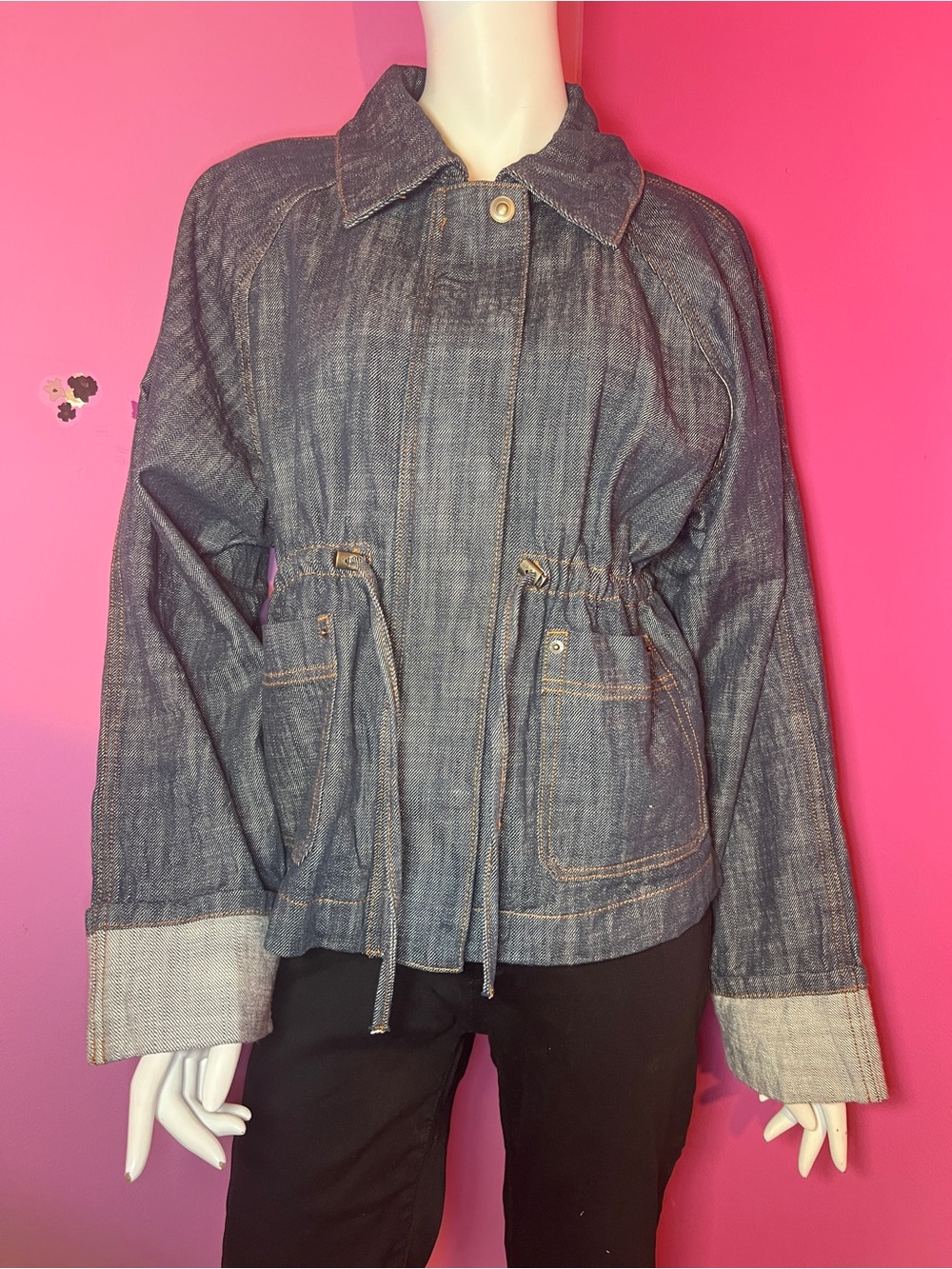Bershka cinched oversized jean jacket size small